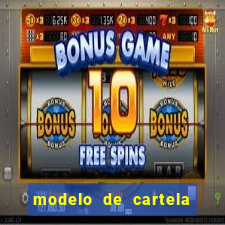 modelo de cartela de bingo em branco